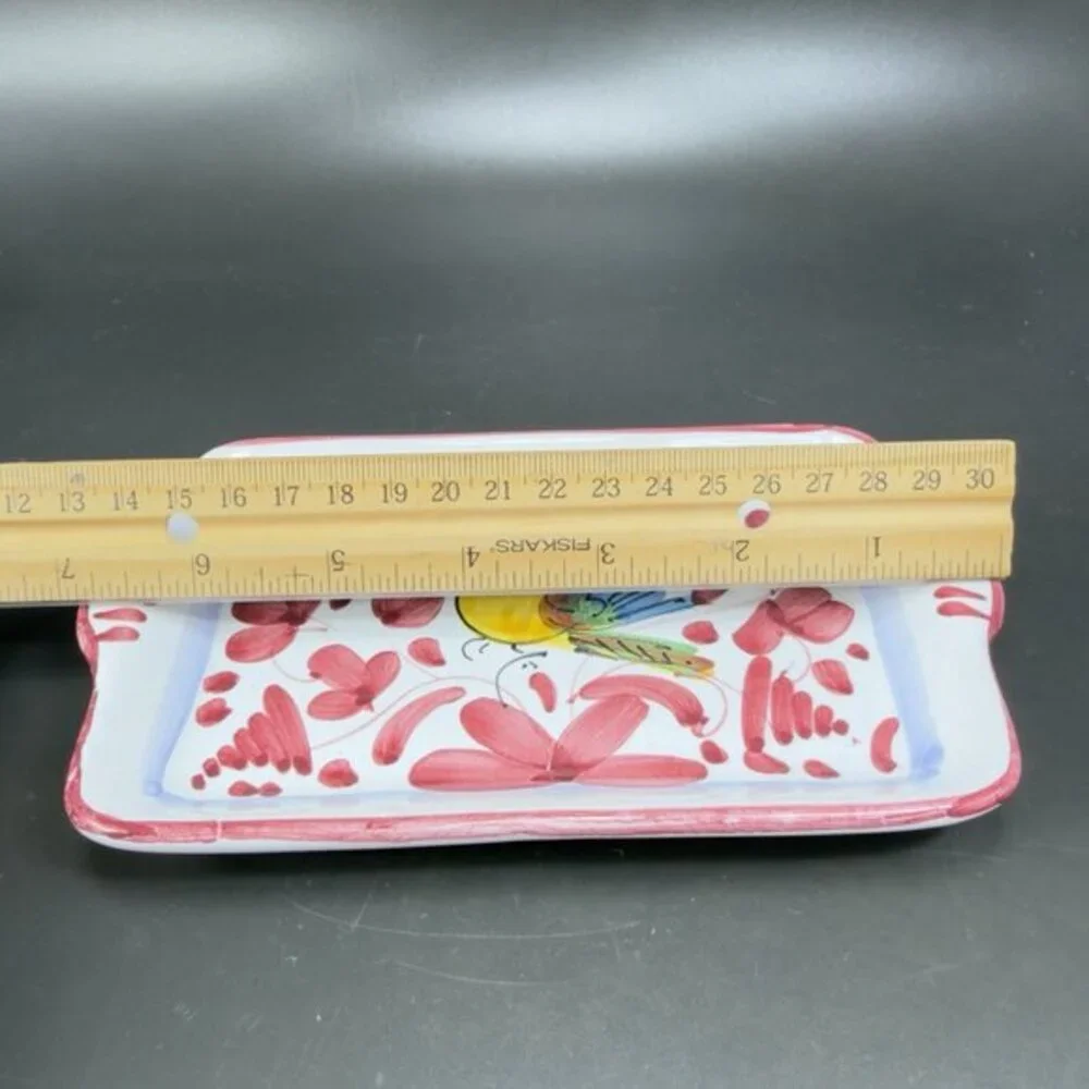 Hand Painted‎ Deruta Italian Pottery Rectangular Dish Plate Tray Folk Art Italy